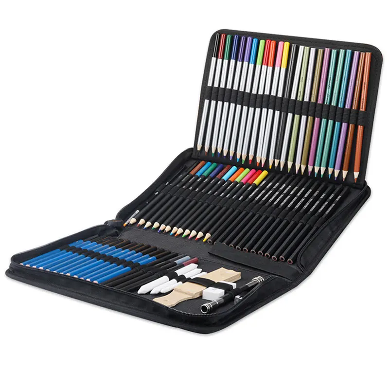 72Pcs Set Sketching Drawing Pencils Art Kits Charcoal Graphite Stick Accessories Complete Graphing Series Stationery Kids Gift