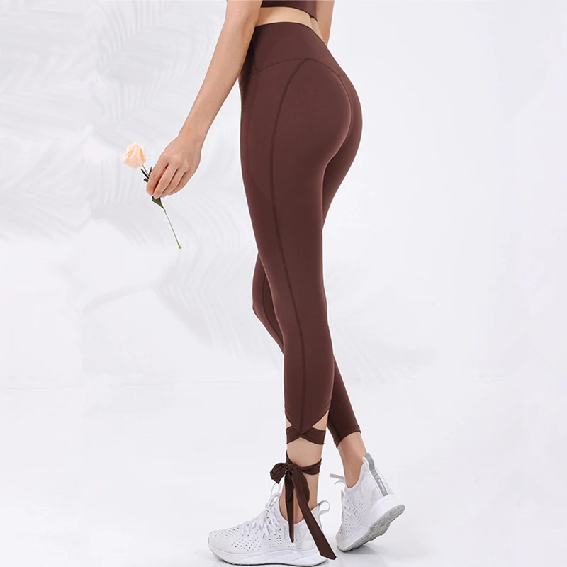 Women Sport Leggings Bandage Yoga Pants Tummy Control Hip Lifting Running Trousers High Elastic Gym Fitness Pilates Tights Femme