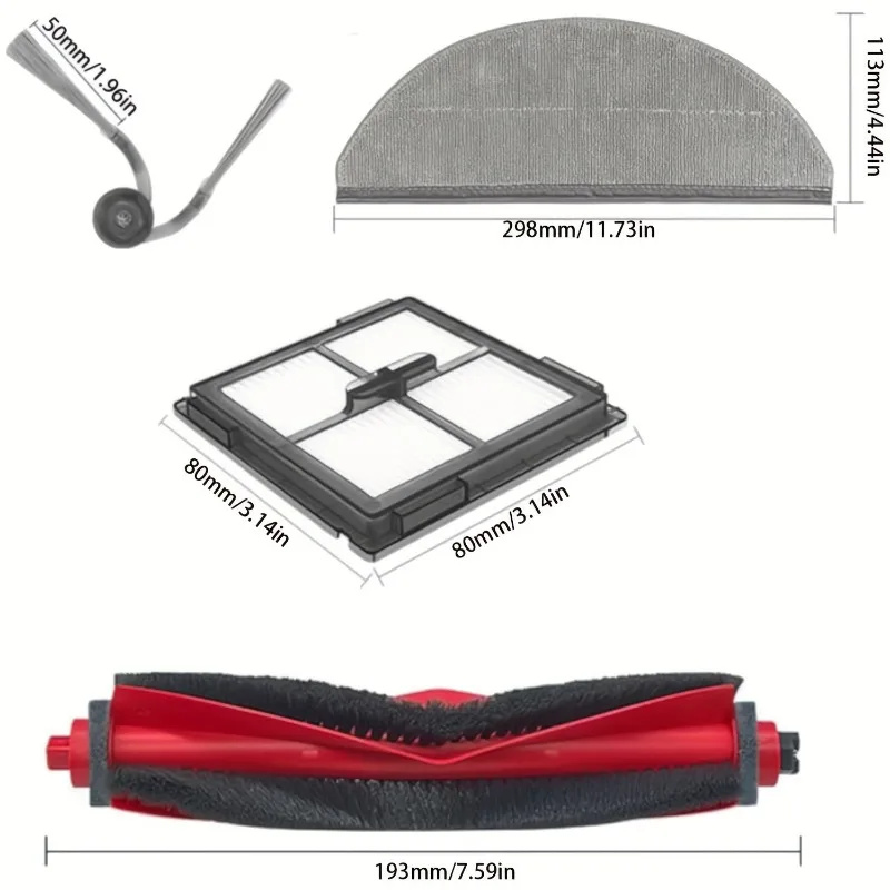 Replacement Kit for Roborock Q10/PF Robot Vacuum, 2 Main Brushes, 4 Filters, 6 Mops, 6 Side Brushes, 2 Tools