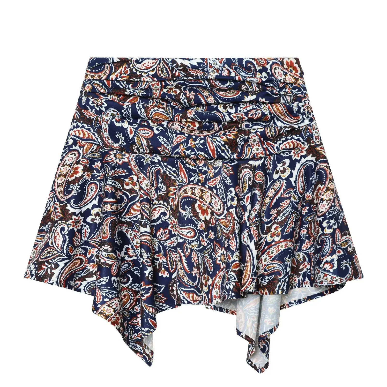 Withered 2026 Fashion Temperament Women's Pleated Design Printed Asymmetric Half Skirt Skirt Woman Clothing Faldas Skirts