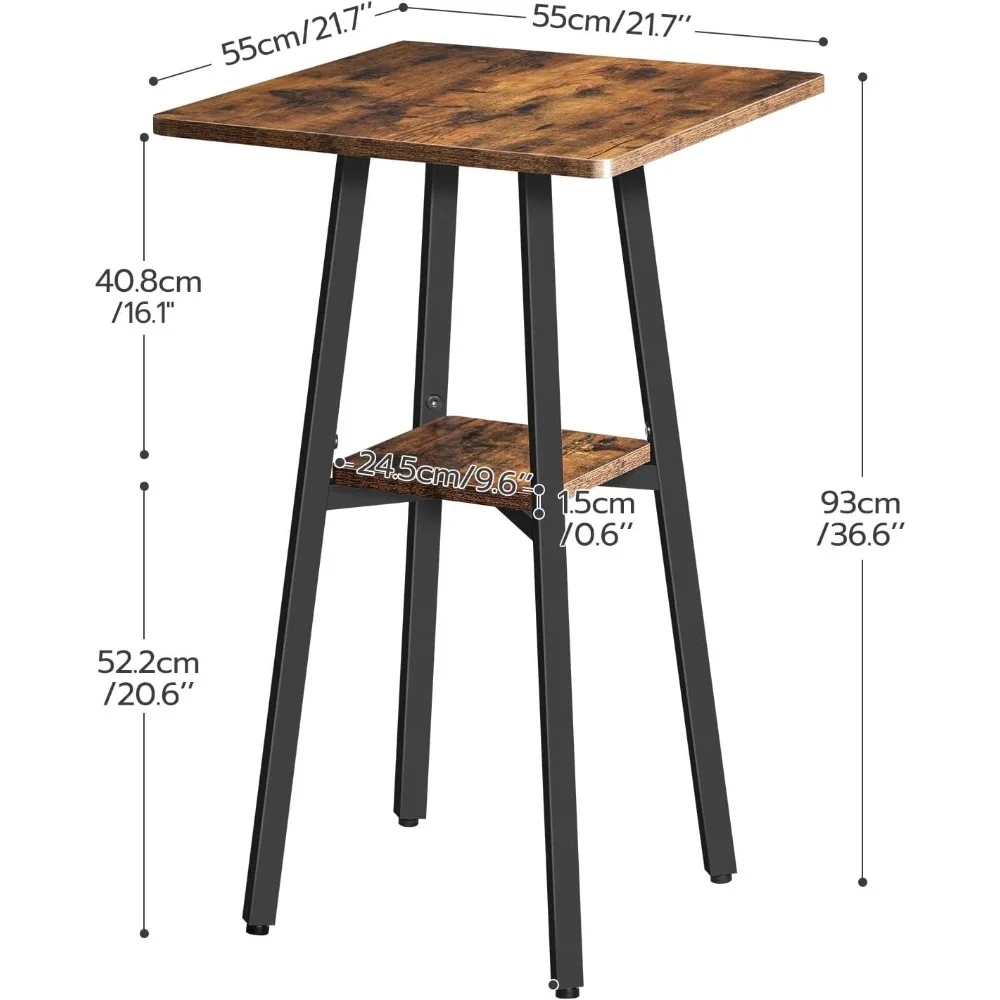 طاولة بار HOOBRO، طاولة حانة عالية الطبقتين، طاولة ارتفاع مضادة مع مساحة تخزين، طاولة طعام صغيرة للمطبخ، طاولة بار عالية 36.6 #3