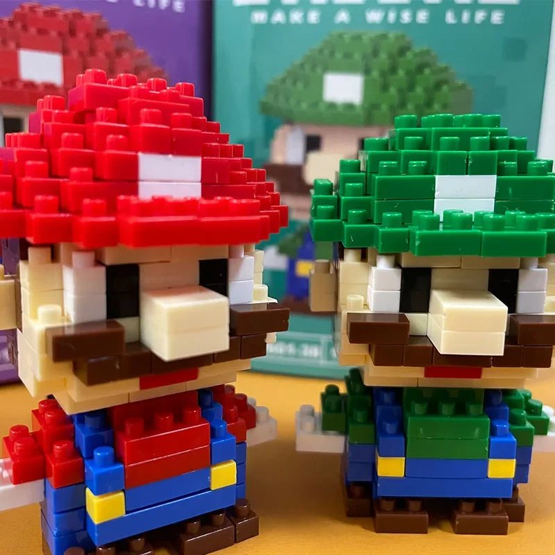 Bloques de construcción de Super Mario Bros, Luigi, modelo de dibujos animados, muñecas de bloques de construcción, juguetes para niños, regalos,