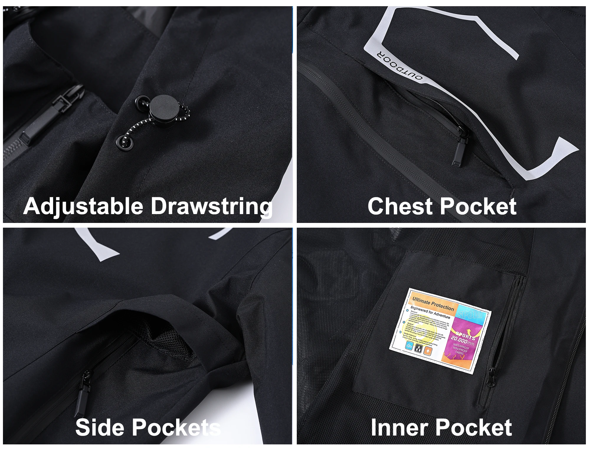 Sommer Herren Outdoor-Jacke Wasserdichte Regenjacke, Dünne Regenjacke mit Mehreren Taschen für Camping Wandern Radfahren Angeln – Detail 24