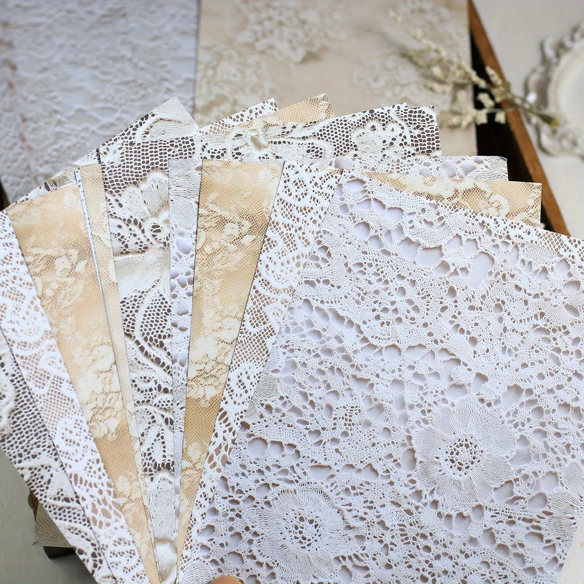 30Sheets Lace Scrapbook Paper Vintage Material Decoration Paper for Scrapbook Hand Account Collage Junk Journal Background Paper
