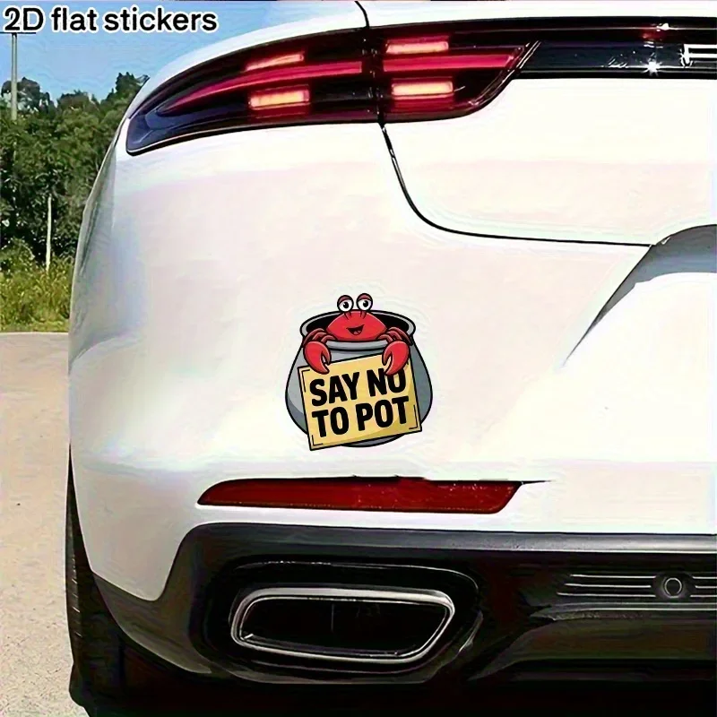 4개/세트 만화 게 모양 '쓰레기를 거부하세요' 데칼 - 노트북, 자동차, 휴대폰용 방수 생생한 스티커 - 유머러스한 스타일 개인화