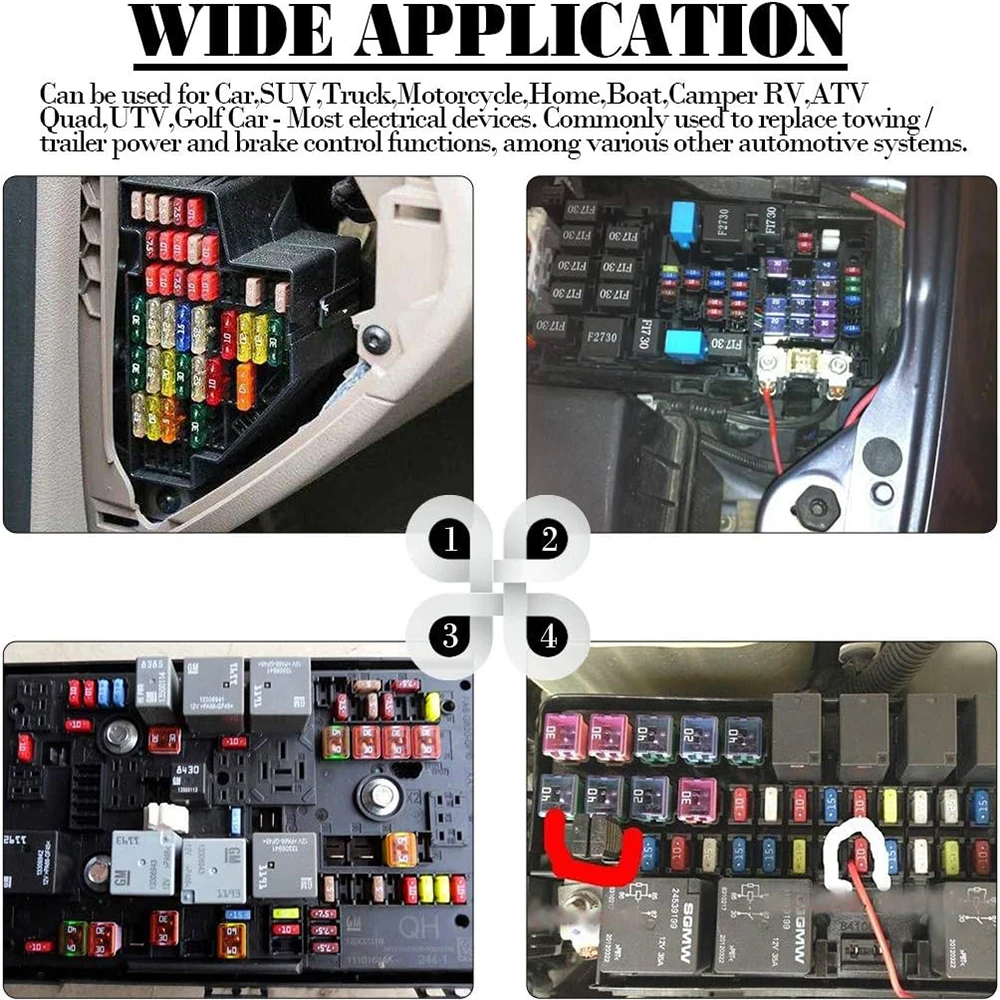 10Pcs JCase  Low and Tall/Standard Profile Box Shaped Fuse 20A 30A 40A 50A 60A Fuse Assortment Kit for  Pickup Trucks Cars  SUVs