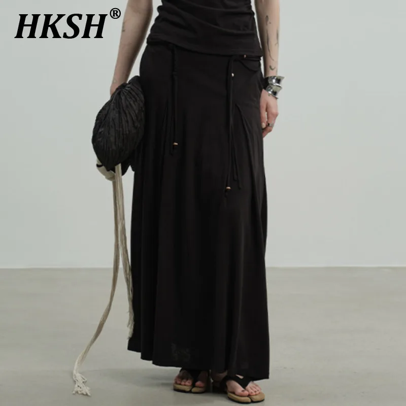 

HKSH Spring Summer New Women's Stylish Original Design Ins Fashion Elegant Temperament Minimalist Style A-line Long Skirt HK6010