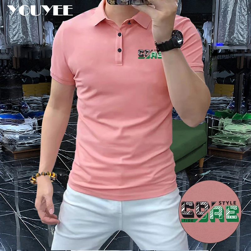 Men\'s Short Sleeved Polo Shirt Pinkycolor Mercerized Cotton Luxury Light Green Fashion Male Lapel Shirt Summer Man Casual Tops