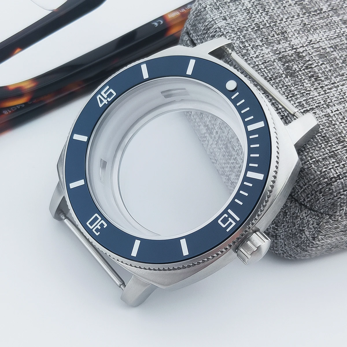 Neiton 42mm Brushed Rotating Bezel Square Sapphire Crystal 316L 10 ATM Fit NH35 NH36 Movement Stainless Steel Watch Case
