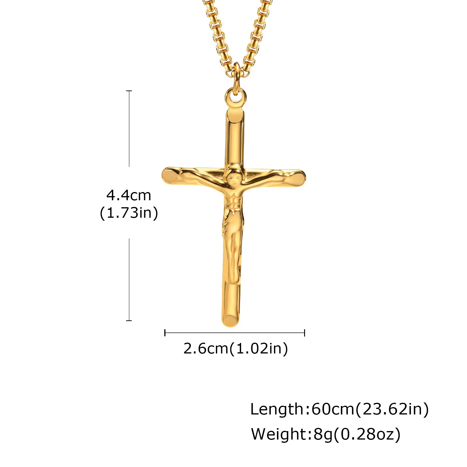 Edelstahl Kreuz Halskette Katholizismus Jesus Anhänger Gold Farbe Kragen Kirche Gebet Glaube Schmuck für Männer Frauen Geschenk