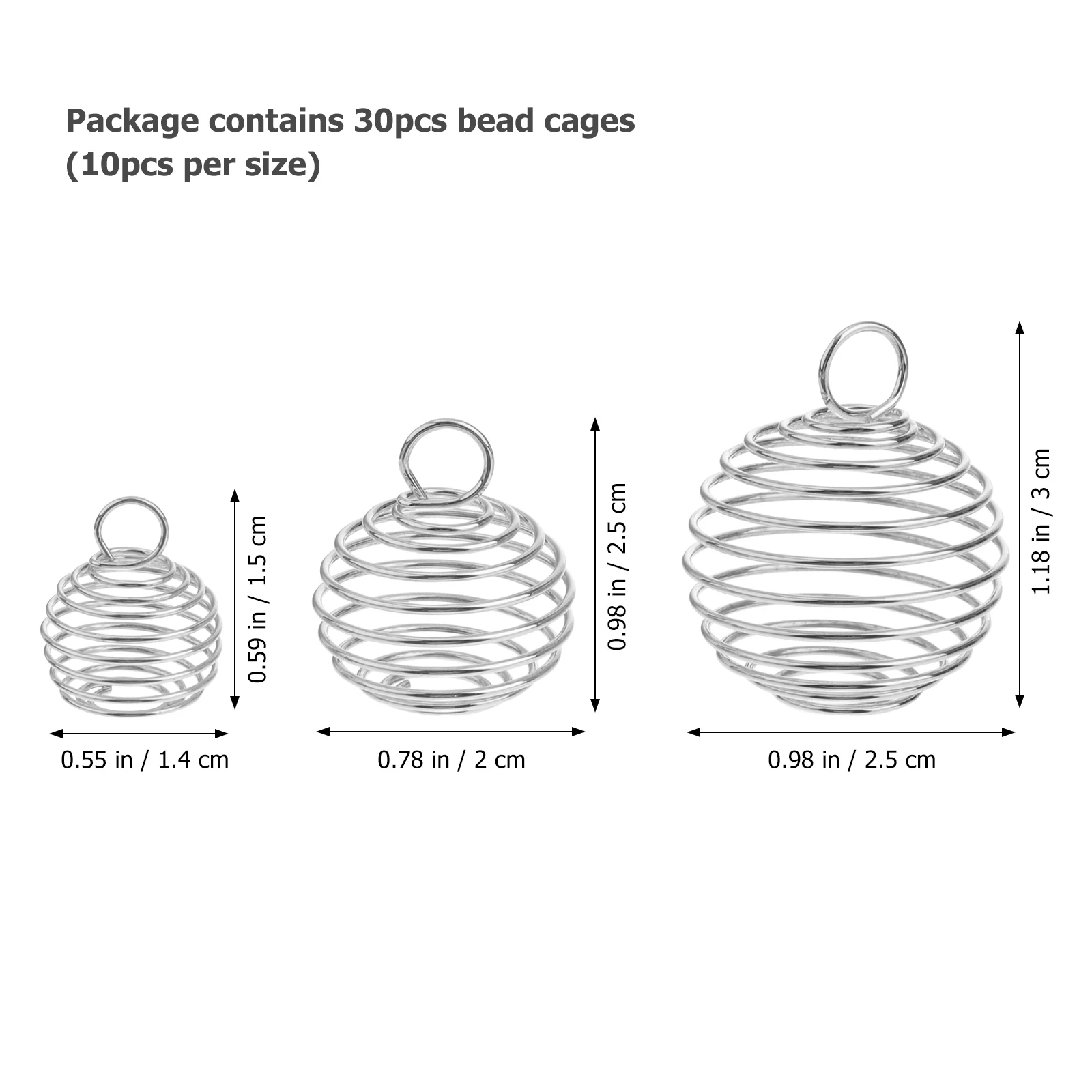 

30Pcs Spiral Bead Cage Pendants Silver Plated Stretchable Durable DIY Jewelry Supplies for Necklaces Bracelets Earrings