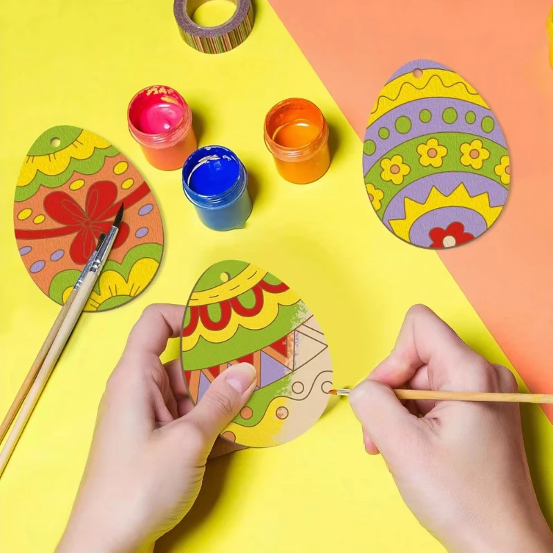 

10/20 шт. деревянные пасхальные украшения, резьба по дереву, пасхальное украшение в форме яйца, древесные чипсы, принадлежности для рисования, поделки своими руками