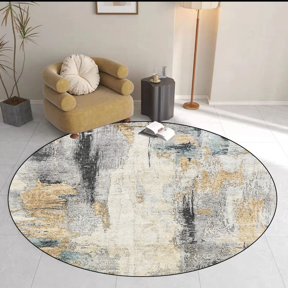 Modern Abstract Decoration Round Carpet Living Room Sofa Area Rugs Home Light Luxury Floor Mat Room Decor Soft Carpet Washable