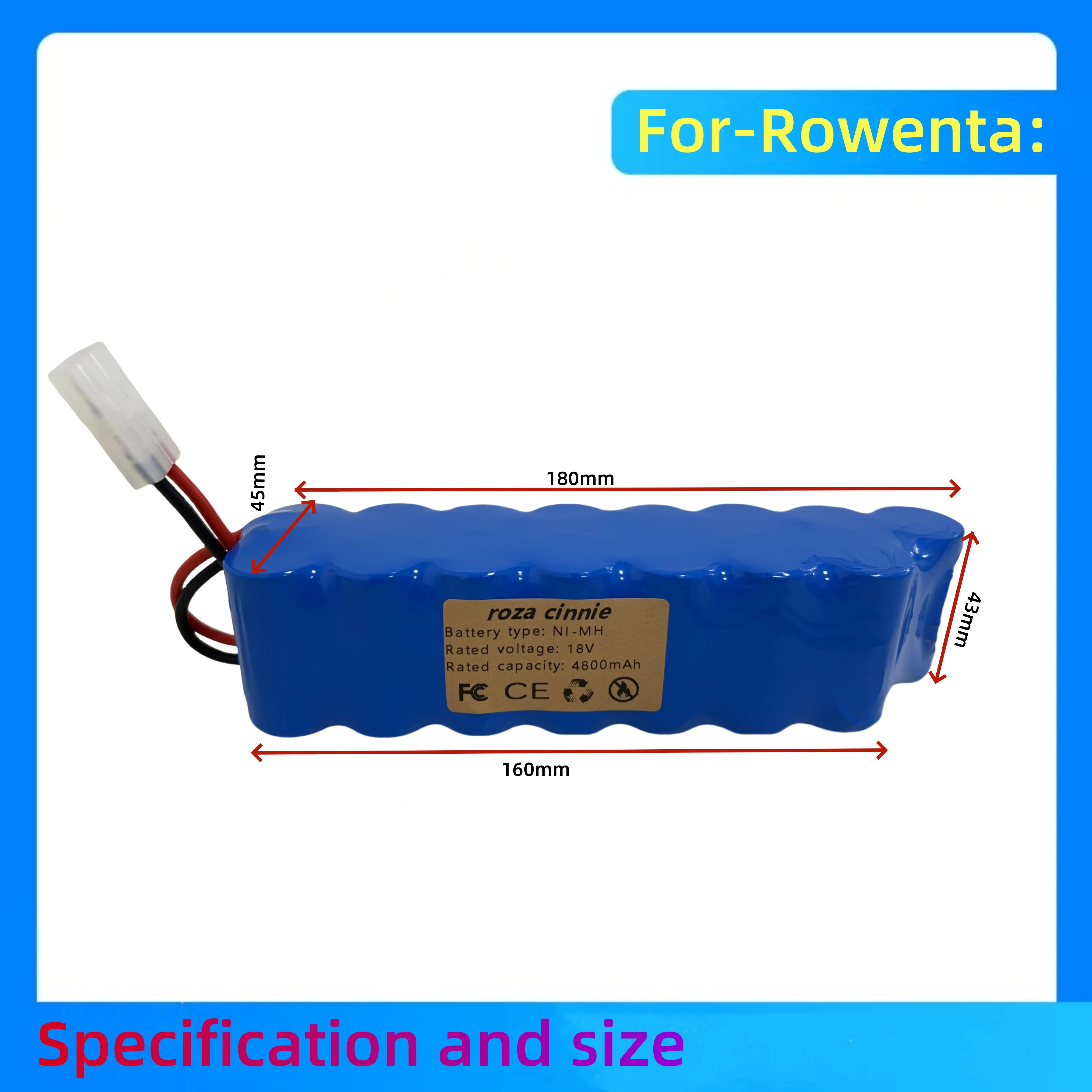 Suitable for-Rowenta 18V NiMH Battery Pack 9800mAh CD Vacuum Cleaner RH8771 or Tefal Cyclone Extreme Vacuum Cleaner Battery P102