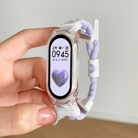 For Xiaomi Mi10 Band 9 8 WristStrap Mi 7 6 5 4 Handmade Woven nylon watch strap Clear Case Sport Replacement Smart Bracelet band