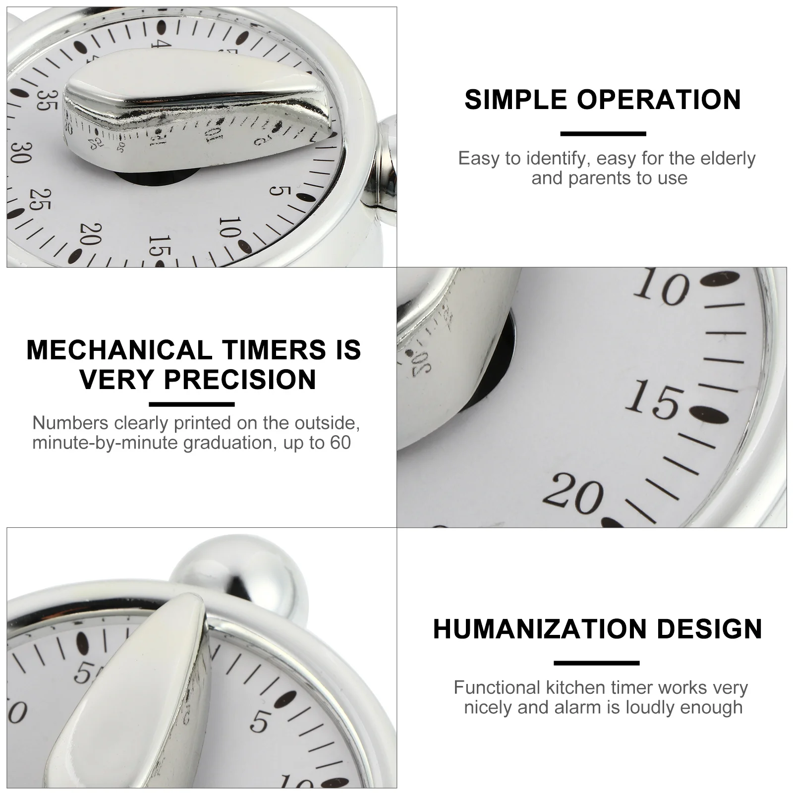 

Kitchen Reminder Timer Silver Mechanical Countdown Timer For Cooking Baking Eggs Pancakes Cookies Cakes Classroom