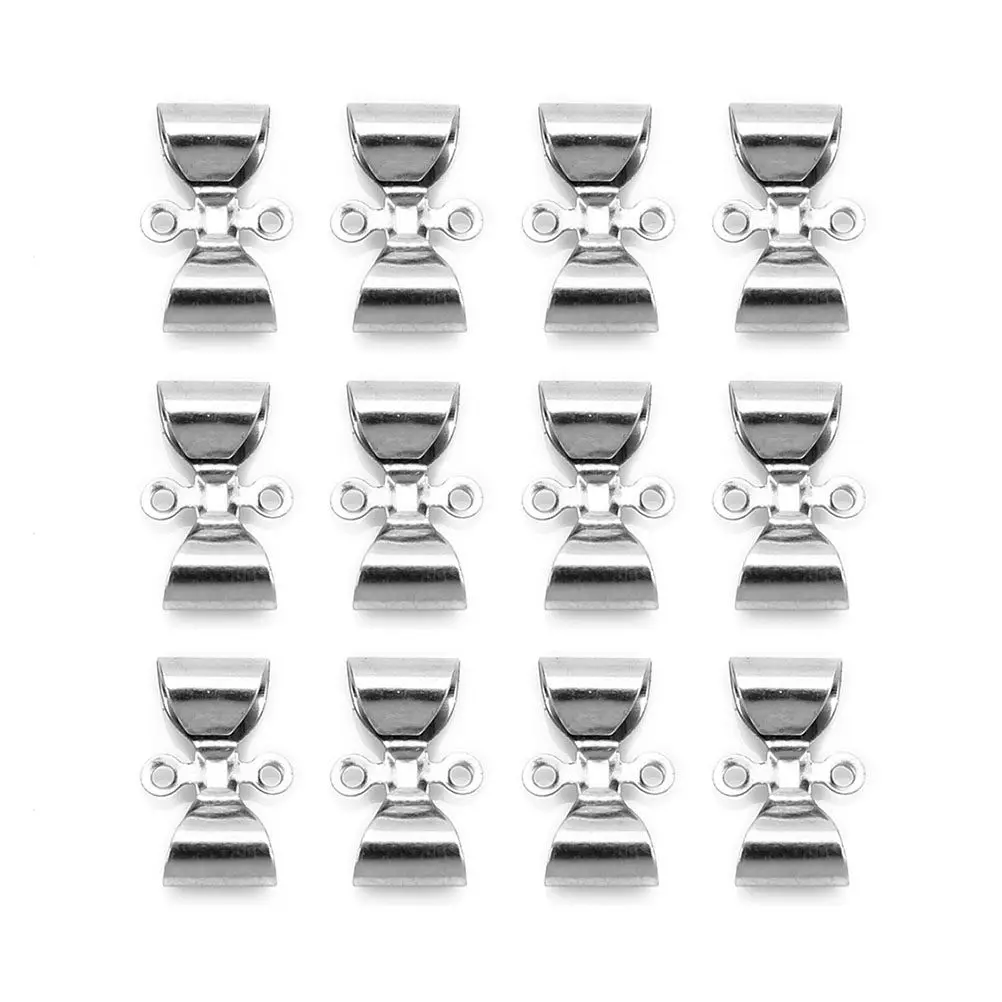 

50 шт. подвесок-бантиков из нержавеющей стали для изготовления ювелирных изделий своими руками, для ожерелий и браслетов, с двойным отверстием, серебристые, аксессуары