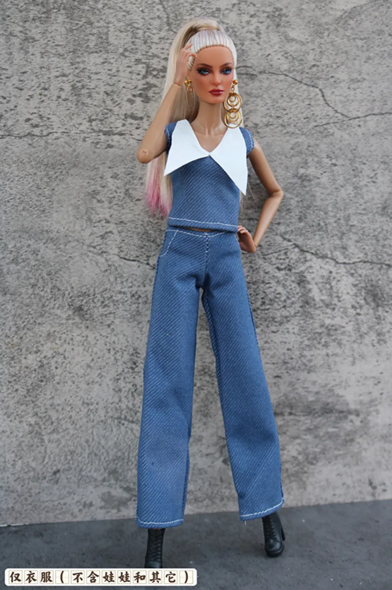 Clothing set / blue top & pant / 30cm doll clothes suit summer wear outfit For 1/6 Xinyi FR2 ST Barbie Doll / girls toy