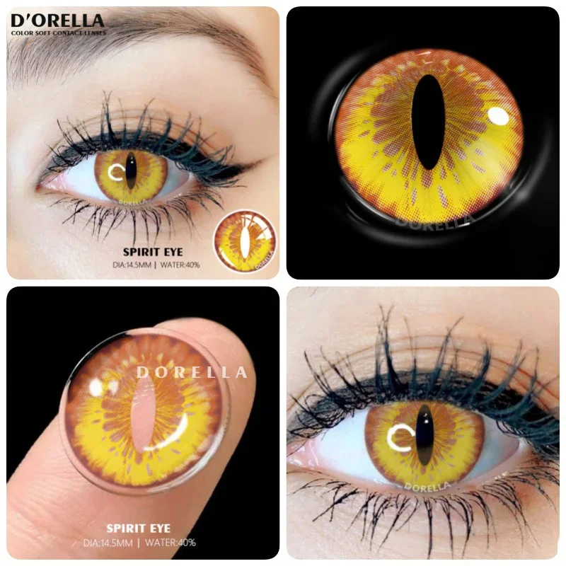 D\'ORELLA 1Pair Color Contact Lenses For Eyes Anime Cosplay Colored Lenses Yellow Multicolored Lenses Contact Lens Beauty Pupils