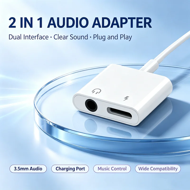 Audio OTG Adapter for IPhone 15 14 13 12 11 Pro Max Aux Jack Headphone 3.5 Mm To Headphone Jack Charger Splitter Converter