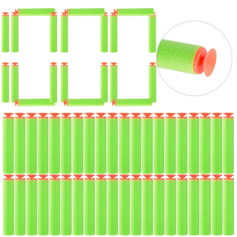 

1000/500/400/300/200/100/50pcs 7.2*1.3cm Suction Darts Compatible For Nerf Toy Gun Elite Blaster Bullets Accessories(Green)