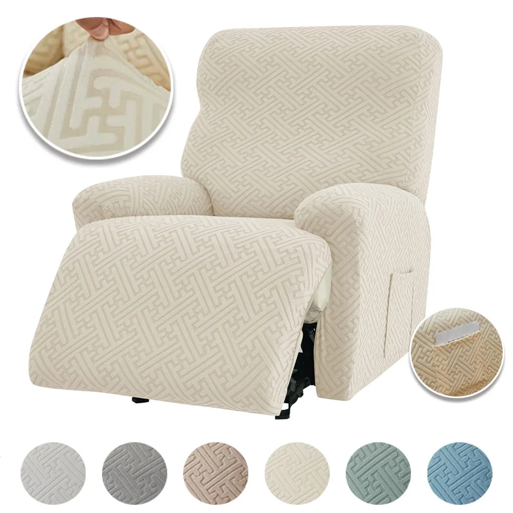 

1 Set Split Jacquard Recliner Sofa Covers Elastic Armchair Chair Cover Non-Slip Recliner Chairs Slipcovers for Living Room Decor