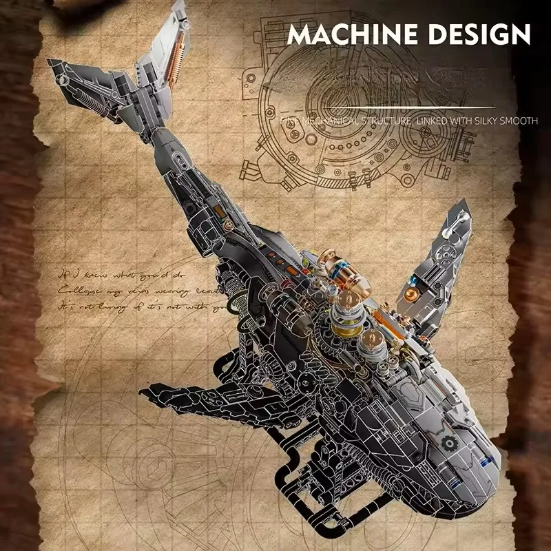 Nuevo juego técnico de vida marina de ballena mecánica del mundo Animal con bloques de construcción ligeros, modelo de ladrillos, juguetes de ensamblaje para niños, regalo para niños