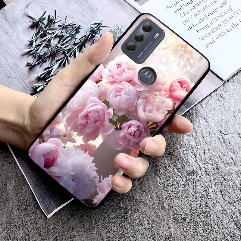 Pink Peony Rose Flower Phone Case ForMoto Edge 50 40 Pro Edge 40 30 Ultra Neo Fusion G Power G Stylus G Play E32 E20 E40