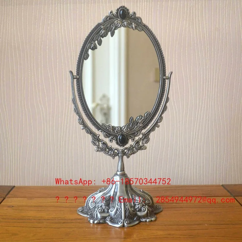 European Metal Double-sided Retro Makeup Creative Dresser Mirror High Definition Beauty Desktop Decoration Princess Mirror