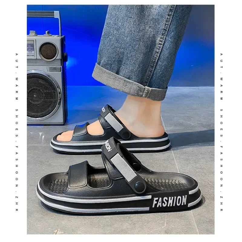 Модные летние мужские сандалии для спорта на открытом воздухе, универсальные двойные противоскользящие износостойкие пляжные тапочки с мягкой подошвой для вождения автомобиля