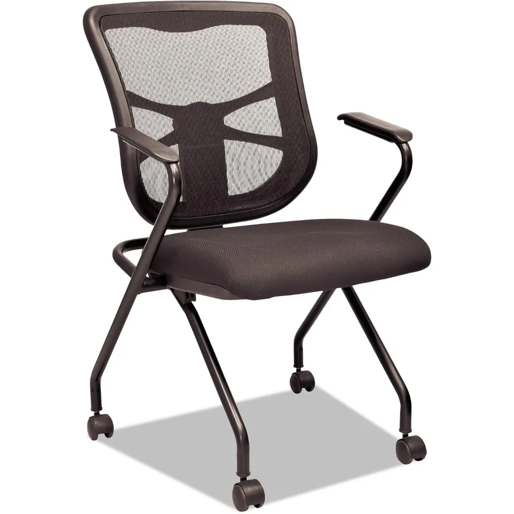 Elusion Nesting Mesh Chair with Padded Arms - Black (2/Carton)