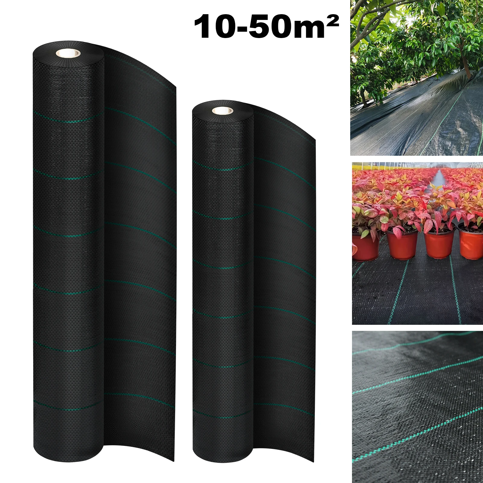 Toile de paillage anti-mauvaises herbes, tissu de jardinage robuste, tapis de paillis anti-herbe, couverture de sol perméable à l'eau avec protection UV pour la protection des plantes