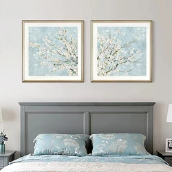2PCS Nordic Abstract Cherry Blossom Canvas Painting Wall Art Poster Flowers Pictures Living Room Bedroom Hotel Office Home Decor