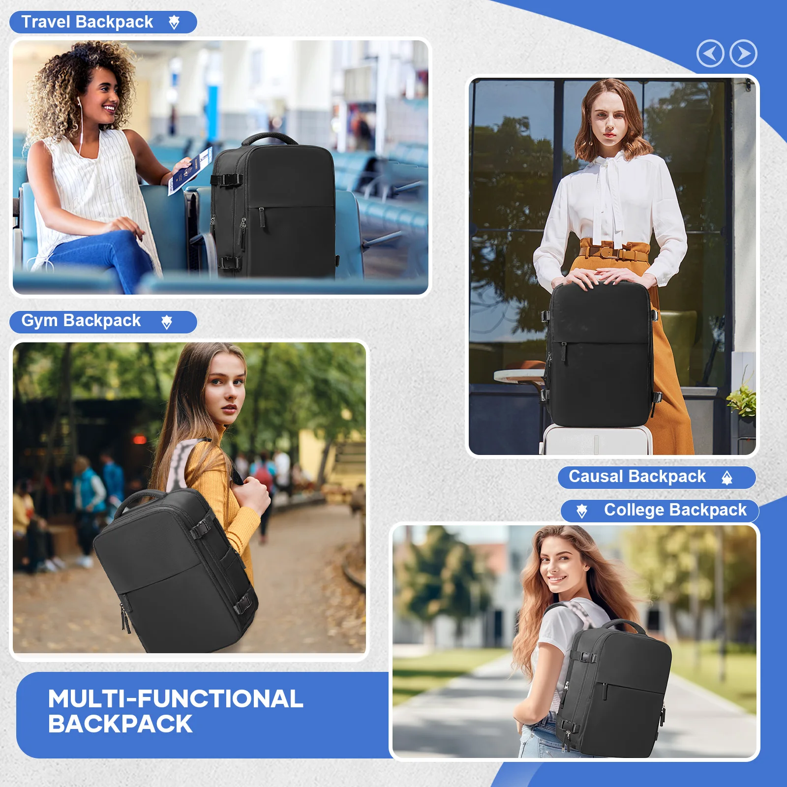 경량 유니섹스 여행 백팩 기능성 디자인 신발 수납칸 가방- 다기능 노트북 백팩, 하이킹, 학교용