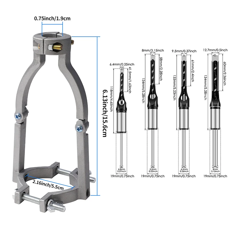 

Square hole drill bit adapter drill bit fixing bracket set - Professional accessory for connecting mortise-shaped drill bits