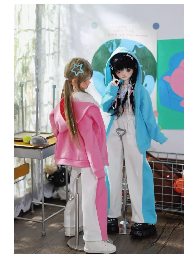 Roupas de boneca bjd para bonecas 1/4, conjunto de roupas esportivas azuis e rosa, acessórios de roupas para bonecas (sem bonecas)