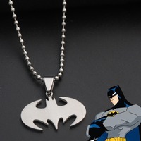 Bat Man Pendant Necklace for Women Men Bat Logo Stainless Steel Neck Chain Choker Cosplay Jewelry Accessories Gifts for Friends