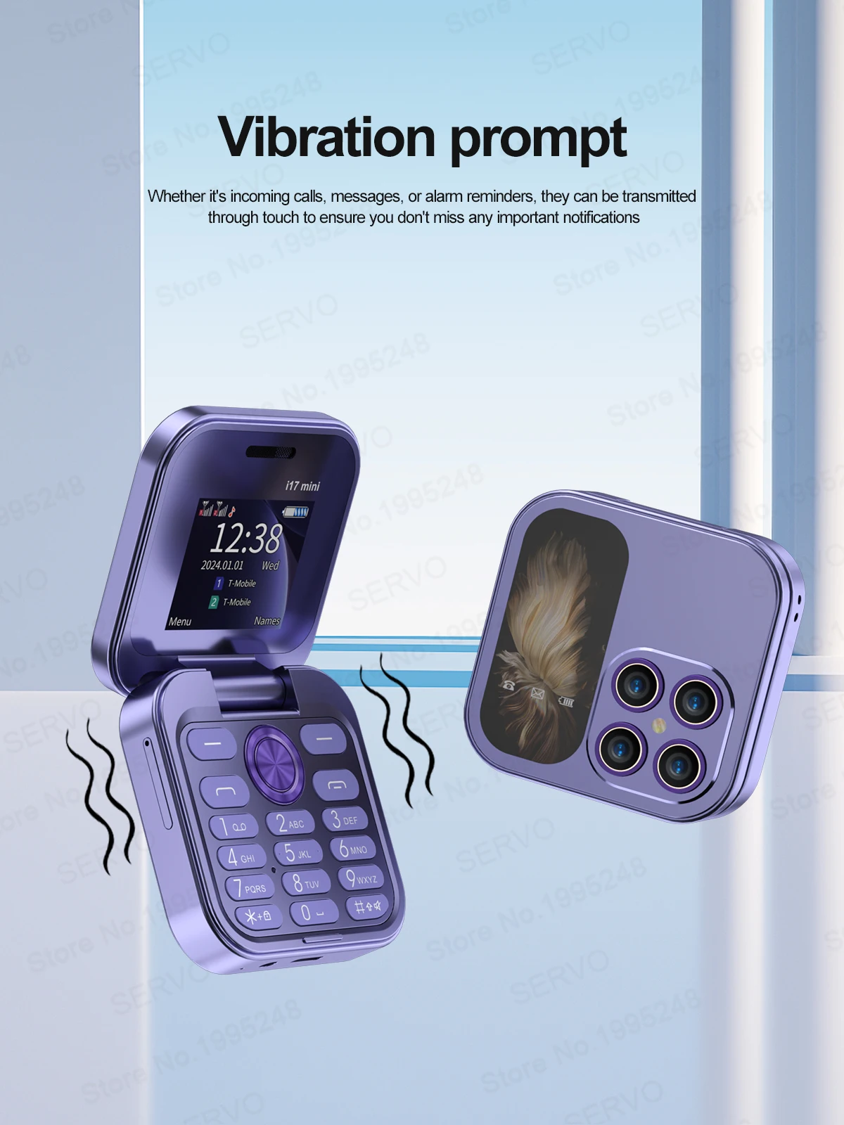 SERVO I17 Mini Foldable Small Mobile Phone 1.77-inch Screen Magic Voice 2G Double SIM Card Slot FM Radio Button Mini Flip Phones