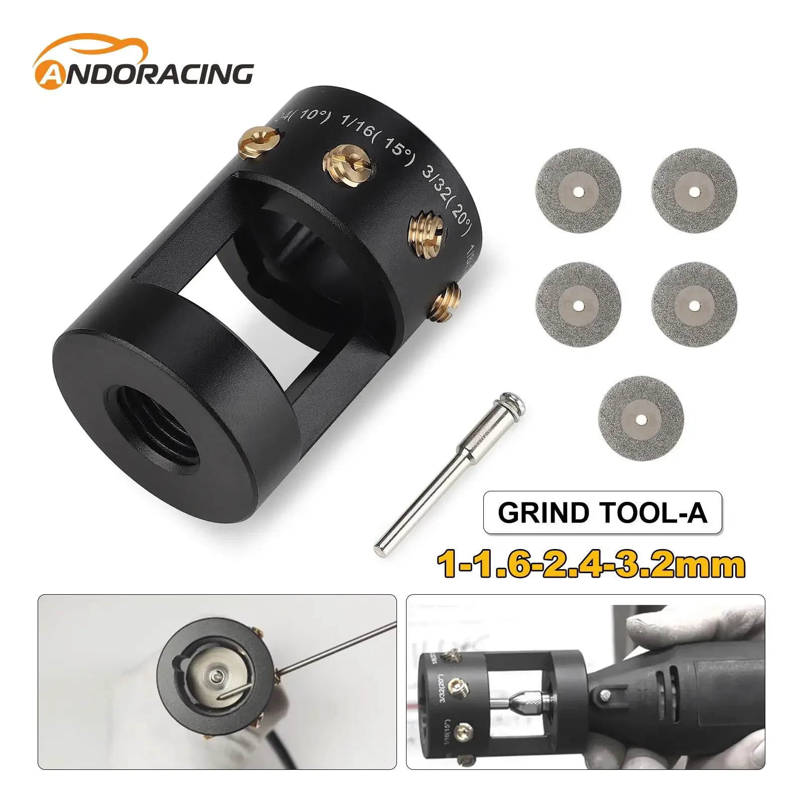 Tungsten Electrode Grinder Sharpener Grinder Head TIG Welding Tools With Cut-Off Slot Multi-Angle and Offsets Horizontal Hole
