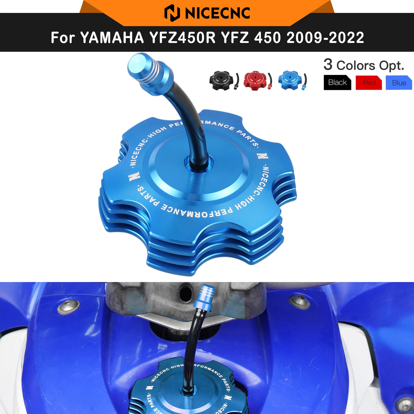

NICECNC Oil Gas Tank Cap Fuel Cover ATV For YAMAHA YFZ450R YFZ 450 2009-2022 WARRIOR/BANSHEE 350 RAPTOR 125 250 660R GRIZZLY