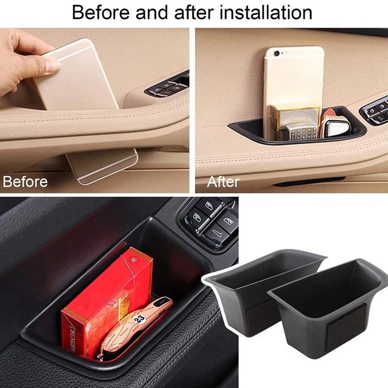 4 X Car Door Side Handle Pocket Storage Box Storage Organizer Tray Grab Handle Box For-Porsche Macan 2015-2021