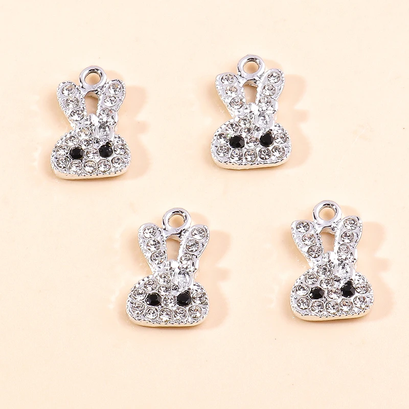 20 Stück 13x20mm Cartoon-Tieranhänger aus Kristalllegierung, Hasenanhänger für Schmuckherstellung, Anhänger, Halsketten, Ohrringe, DIY-Bastelzubehör – Detail 4