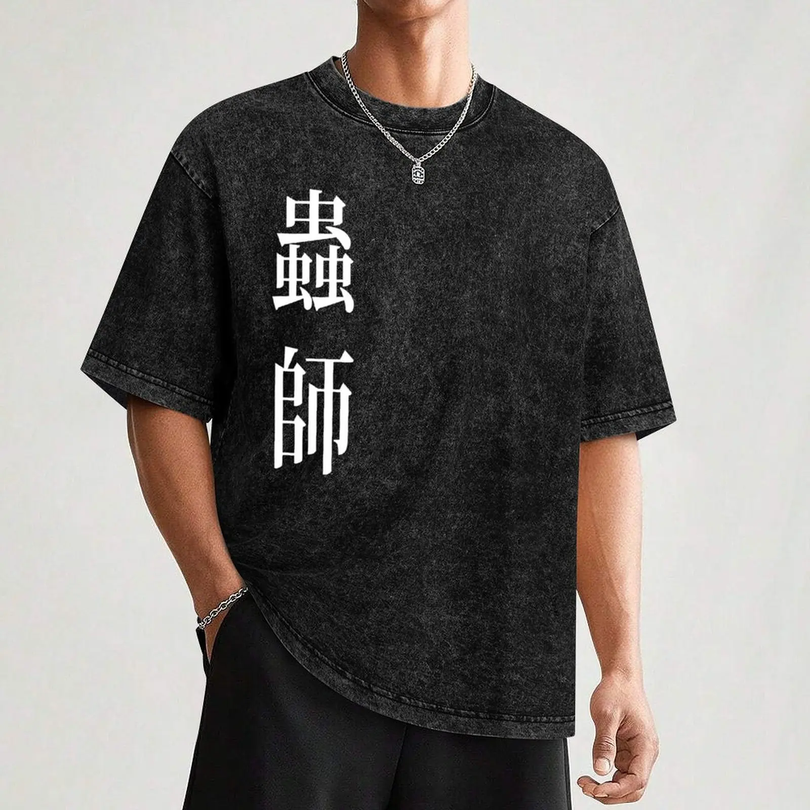 MUSHISHI - WHITE ON BLACK T-Shirt Casual Light Summer Short Sleeve Top view 3