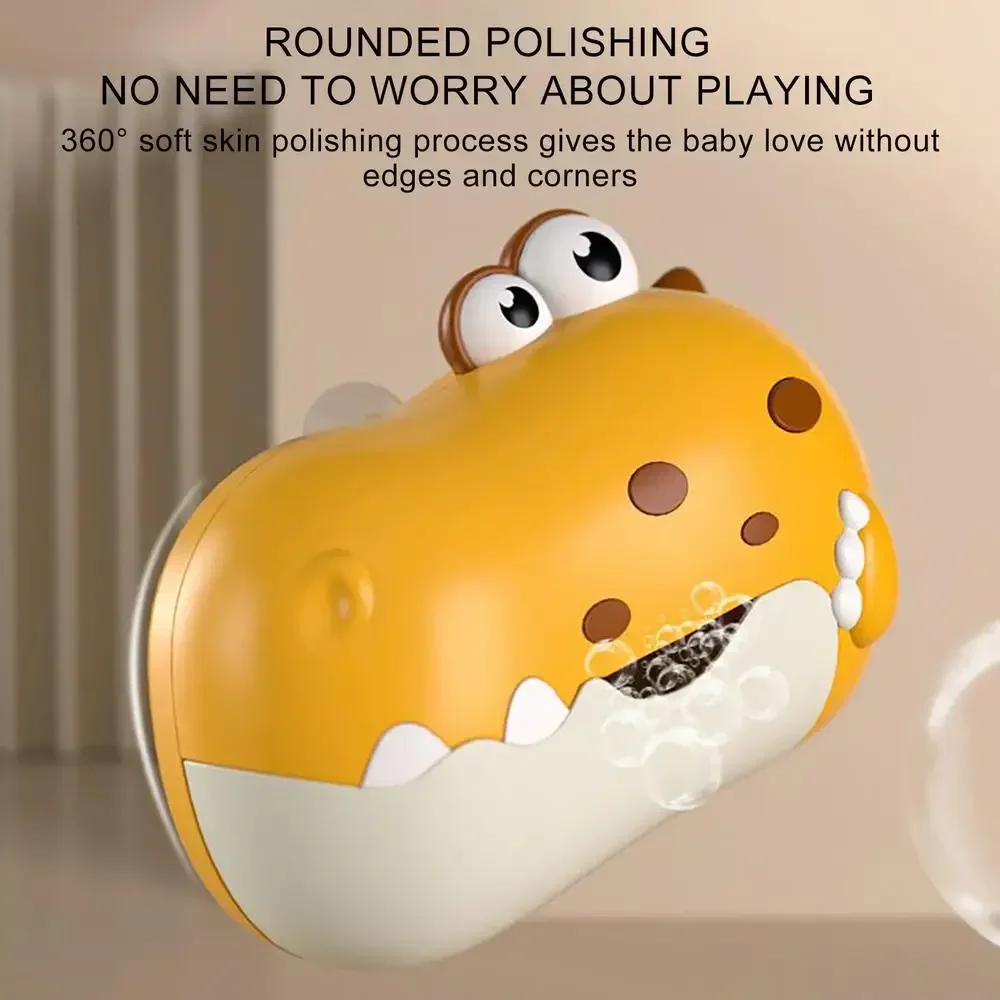 Bath Bubble Machine Music Automatic Bubble Blower Dinosaur Shape Electric With Suction Cup Children Bathing Companion For Kids