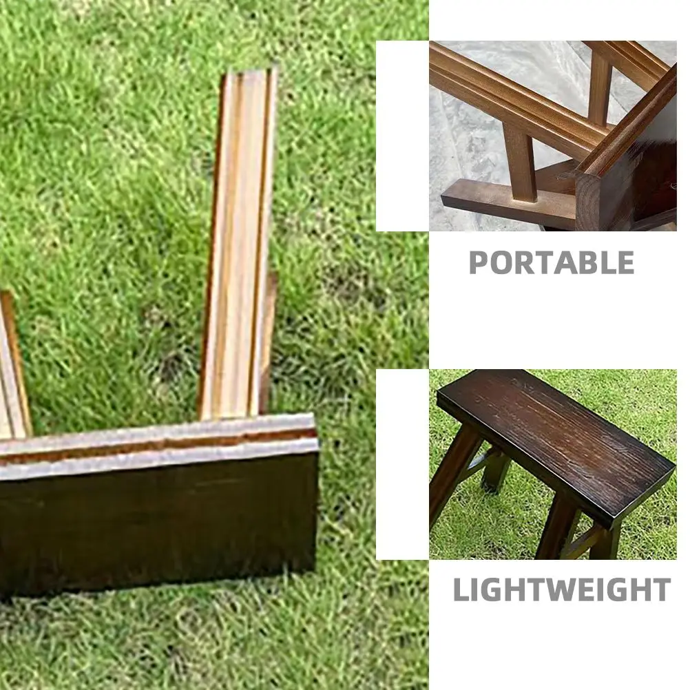 Small Bench Step Stool Light Brown Farmhouse Children Adult Wood Sturdy Versatile Use Bedroom Bathroom Footstool