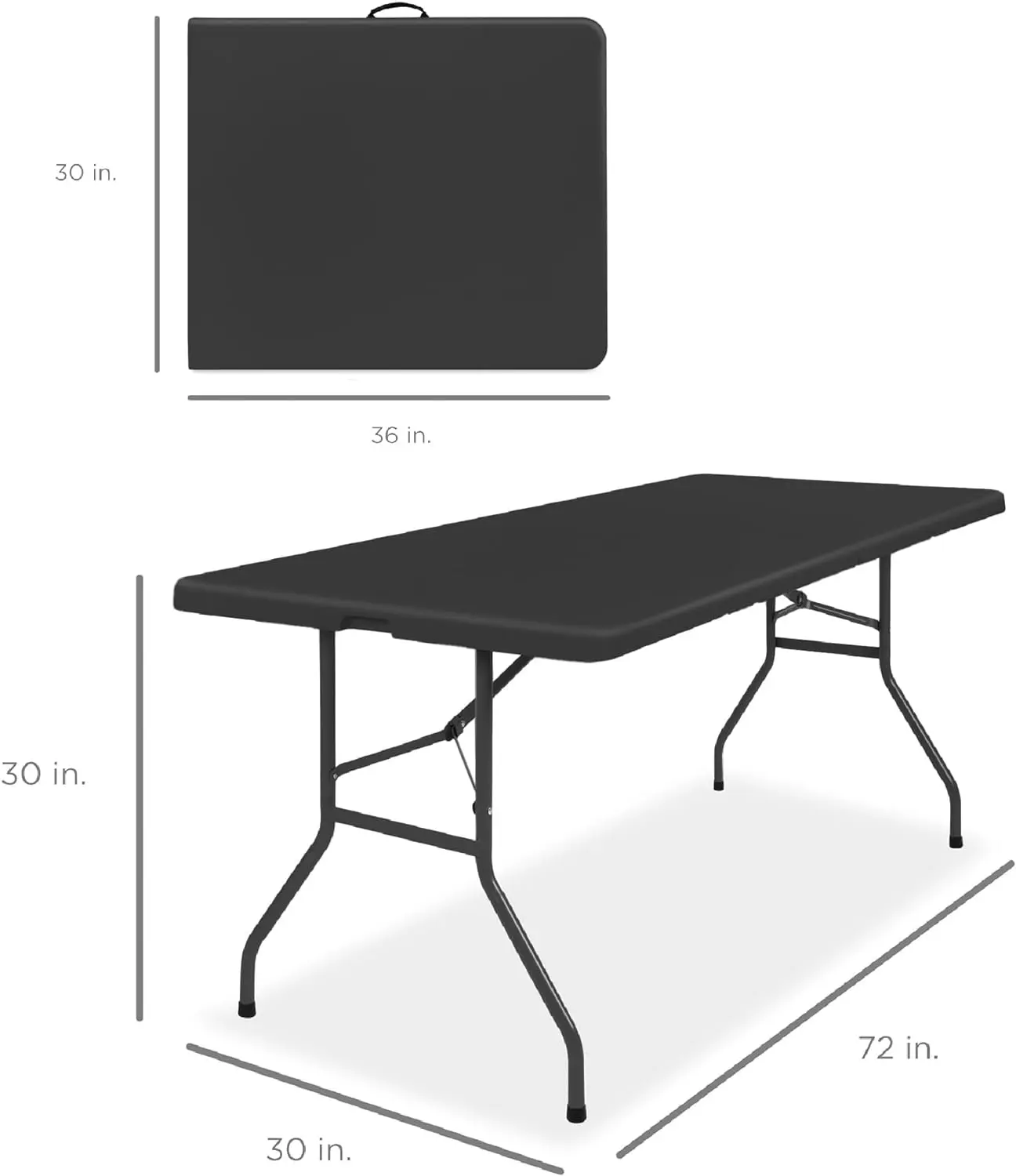 6-foot plastic folding table, indoor and outdoor heavy-duty portable, with handle, picnic, party, camping lock