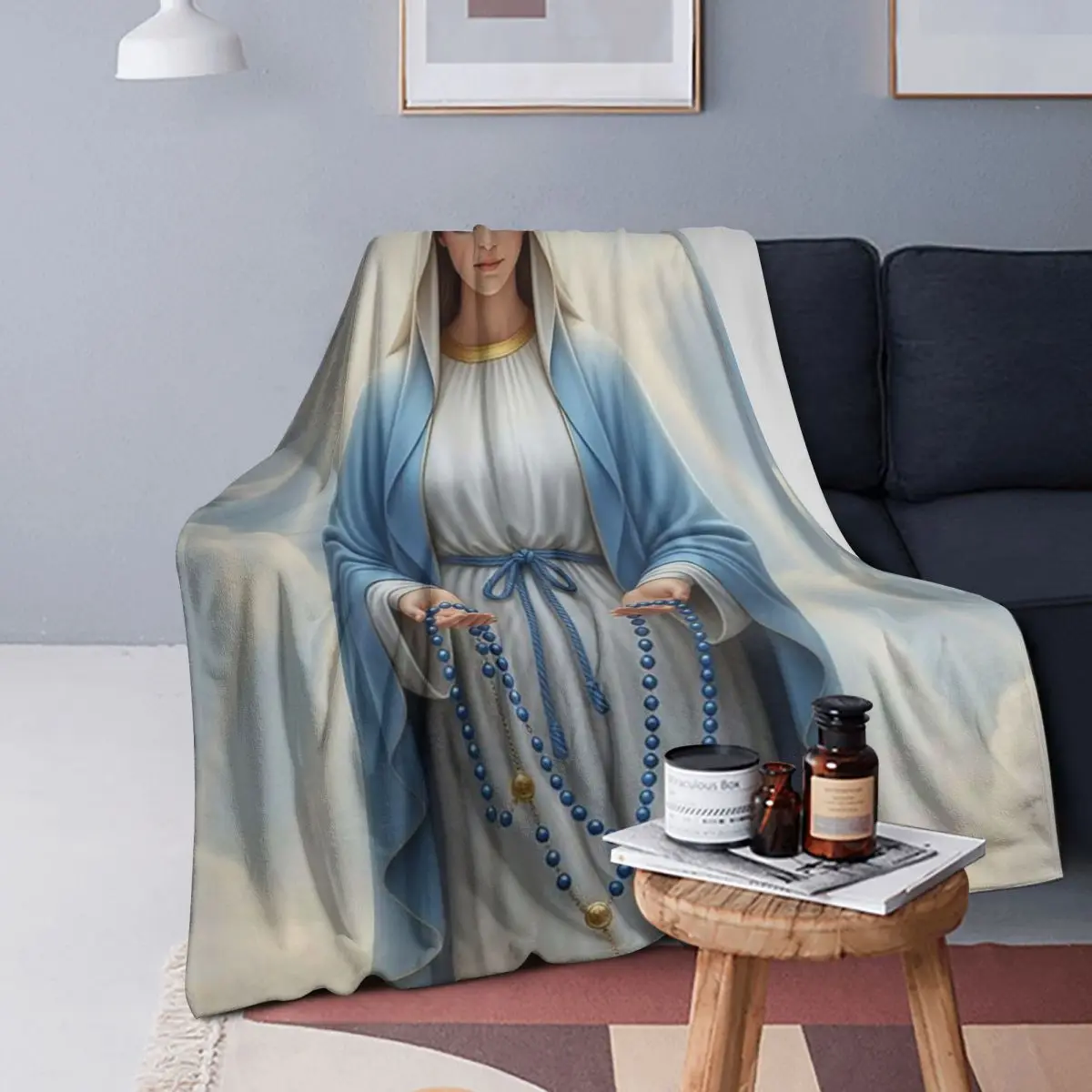

Jesus Catholic Christian Religiou Holy Virgin Mary Blanket Soft Flannel Throw Blanket Bedspread for Bed room Picnic Travel Home