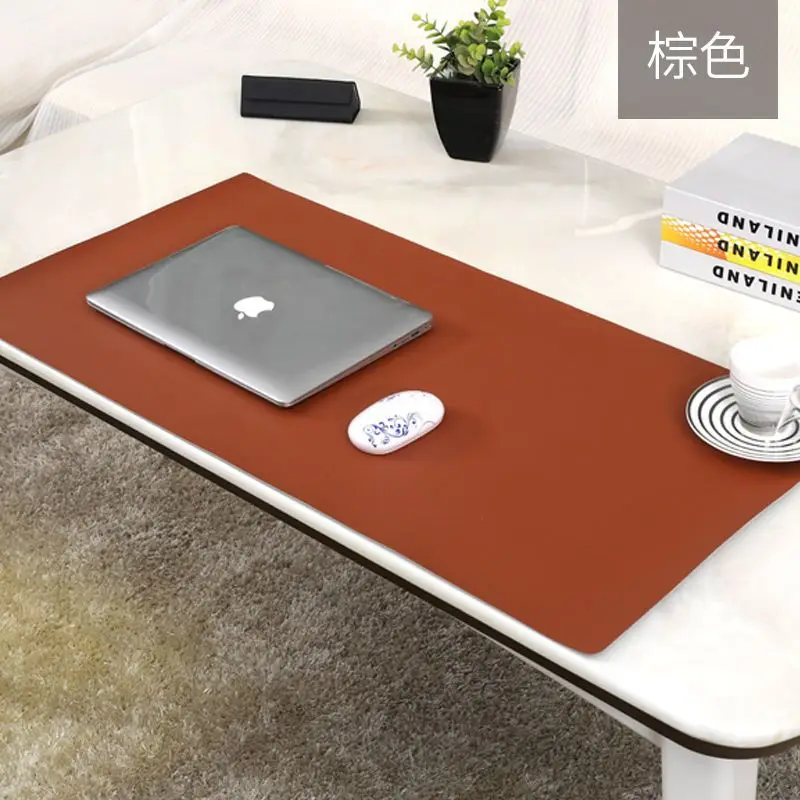 

Leather Solid Color Office Computer Desk Pad Quality Material Mouse Pad Thickened Dirty Resistant Brown Waterproof Oil Gift
