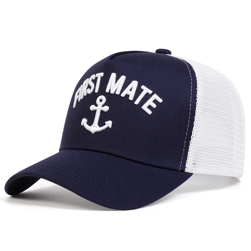 Unisex FIRST MATE/CAPTAIN Letter Embroidery Baseball Net Caps Spring and Summer Outdoor Adjustable Casual Hats Sunscreen Hat