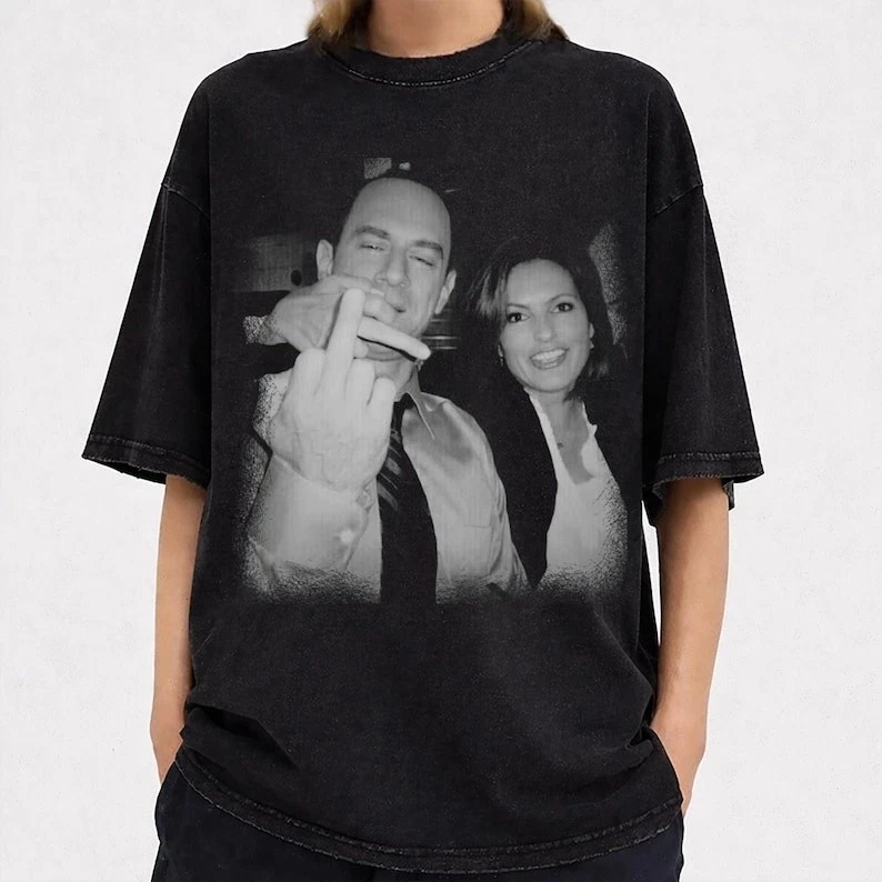 Vintage Elliot Stabler and Olivia Benson Shirt Law and Order Retro T-Shirt Short Sleeve T-shirts for Summer Unisex All-Season